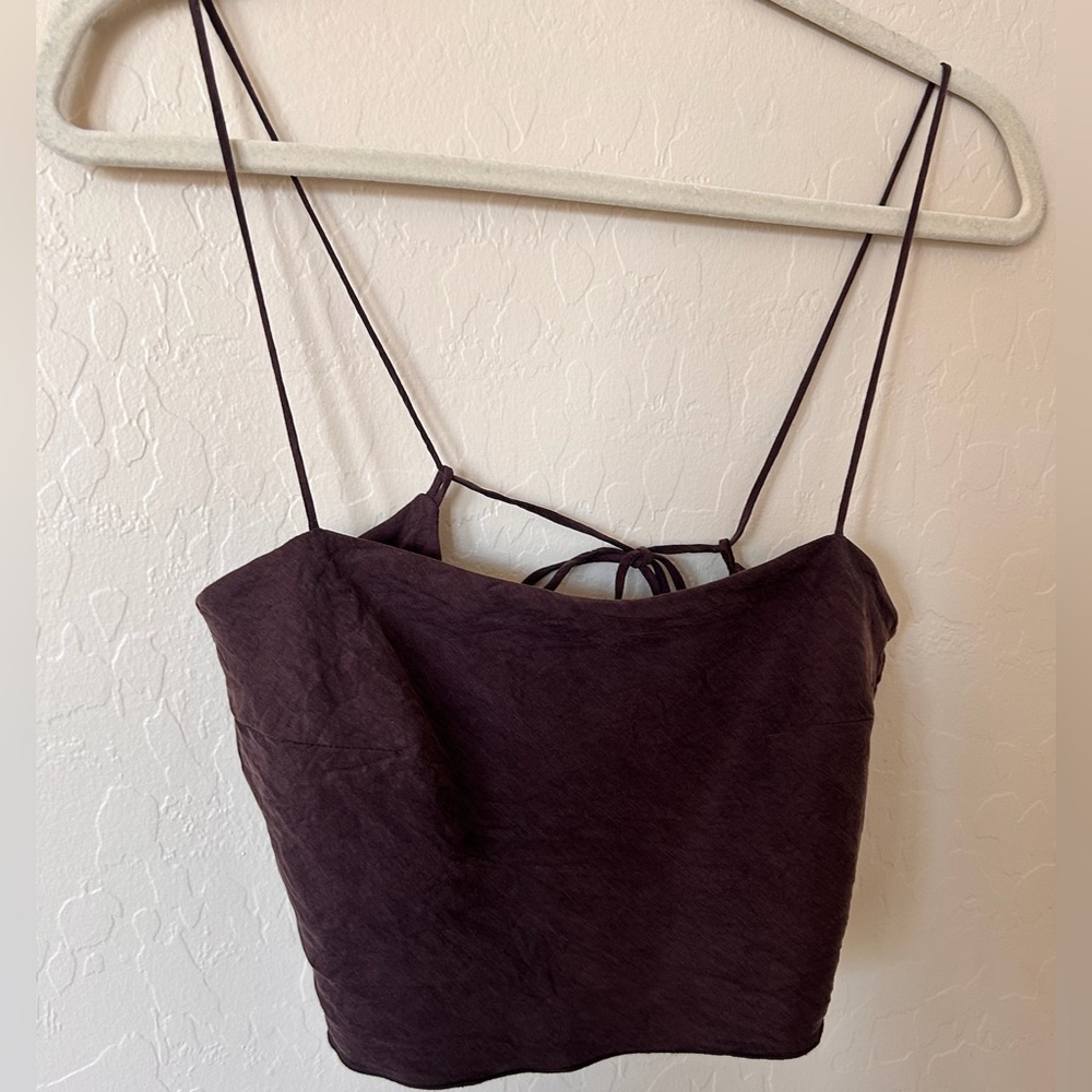 Djerf Avenue Dark Brown Spaghetti Strap Tank Top